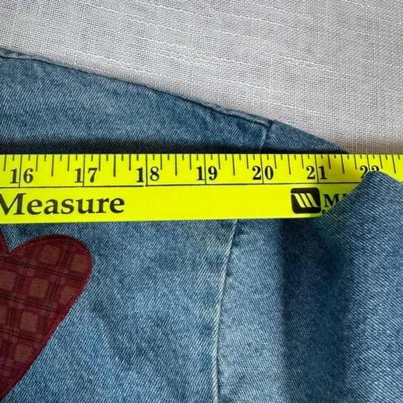 VTG Women XL Denim Coat Jacket‎ Applique Birdhouse Patchwork Cottage Barn Chore - Picture 10 of 16